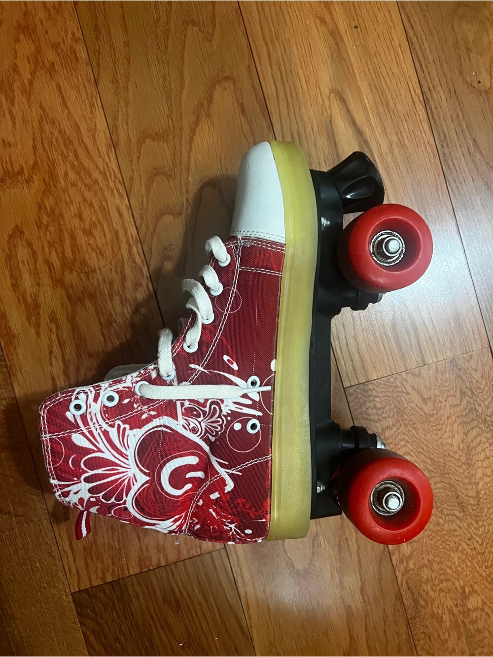 Converse Red and White Floral High-Top Roller Skate